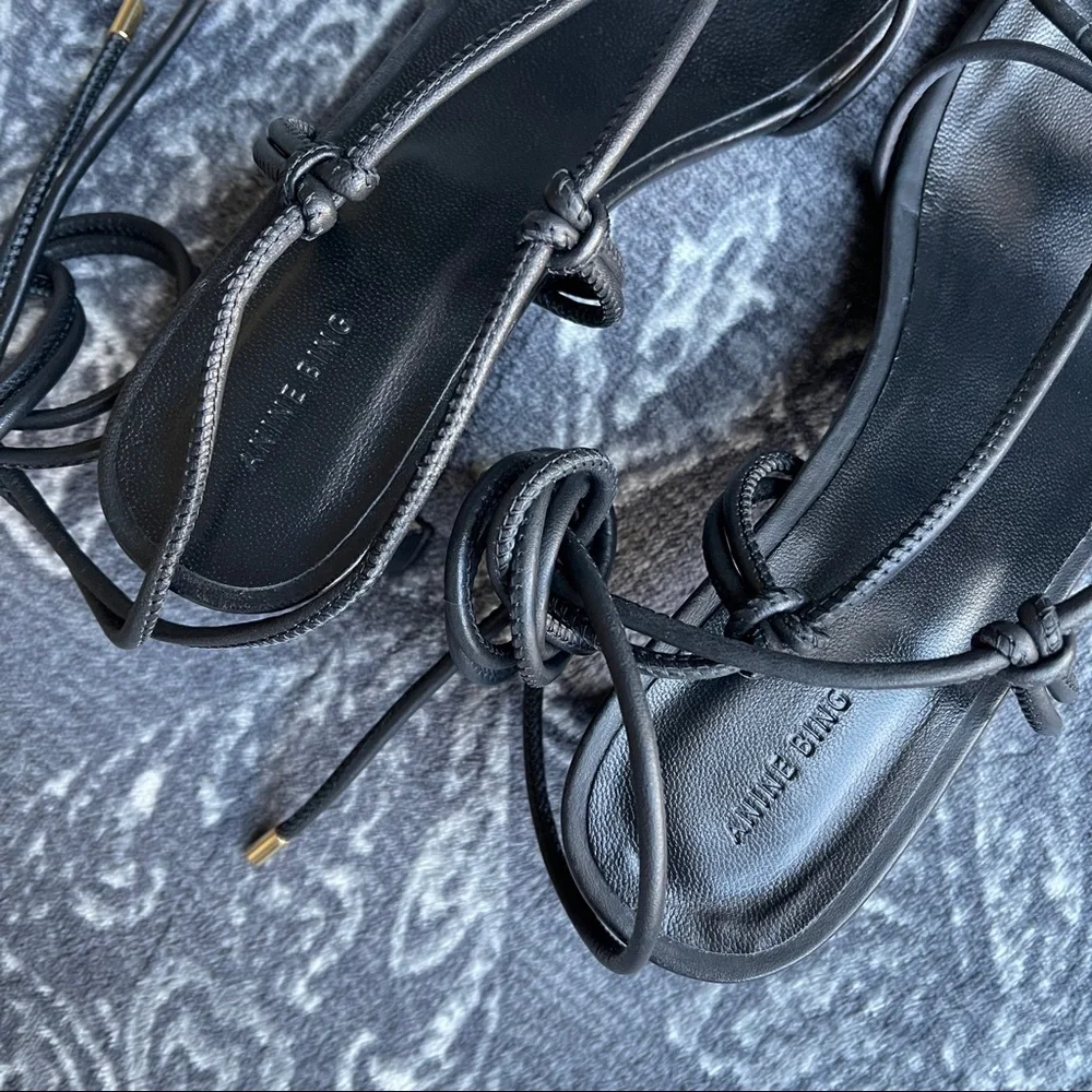 Anine Bing Strappy Graham Sandals in Black Size EU 37 - Picture 10 of 13